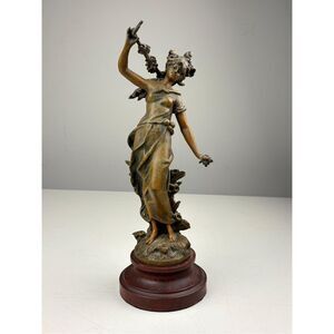 Antique L & F Moreau Chemin des Fleurs Spelter Bronze Woman Sculpture France CT2